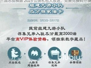 三国志战棋版 2023 公测礼包大放送，免费兑换码分享