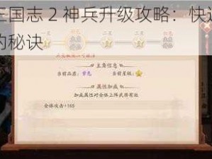 少年三国志 2 神兵升级攻略：快速提升战力的秘诀