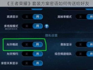 《王者荣耀》套装方案密语如何传送给好友