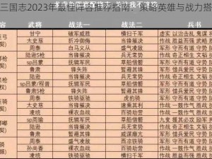 少年三国志2023年最佳阵容推荐指南：策略英雄与战力搭配全解析