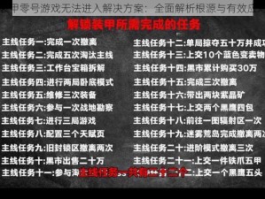 强袭装甲零号游戏无法进入解决方案：全面解析根源与有效应对方法