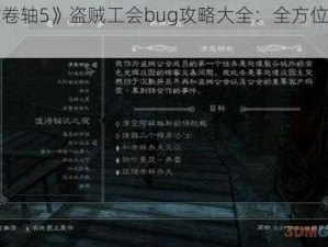 《上古卷轴5》盗贼工会bug攻略大全：全方位解决方案