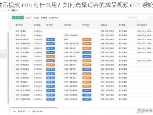 成品视频 crm 有什么用？如何选择适合的成品视频 crm 系统？