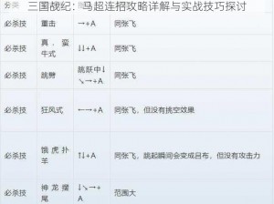 三国战纪：马超连招攻略详解与实战技巧探讨