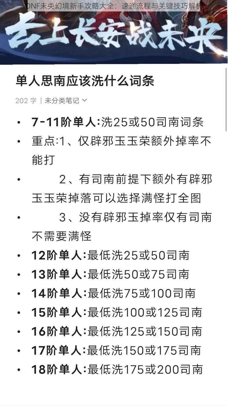 DNF未央幻境新手攻略大全：速通流程与关键技巧解析