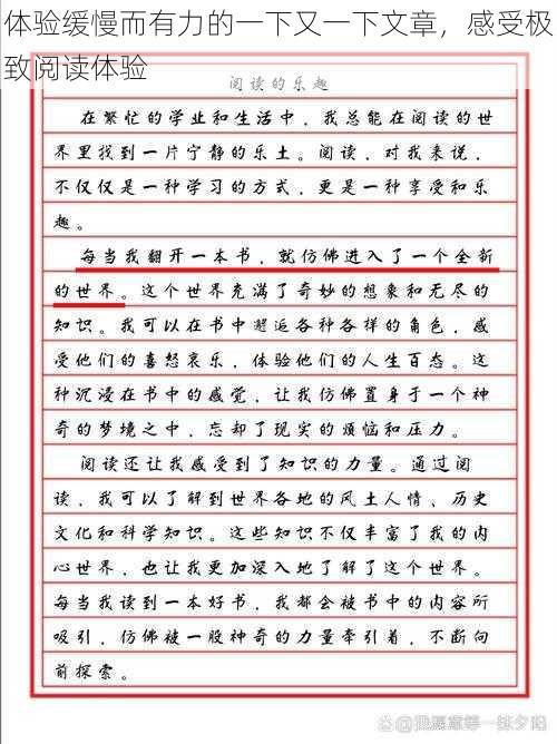 体验缓慢而有力的一下又一下文章，感受极致阅读体验