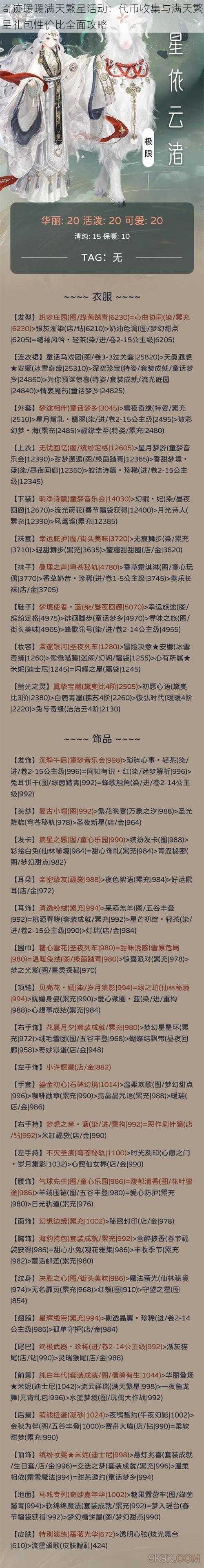 奇迹暖暖满天繁星活动：代币收集与满天繁星礼包性价比全面攻略