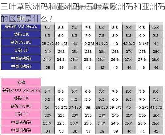 三叶草欧洲码和亚洲码—三叶草欧洲码和亚洲码的区别是什么？