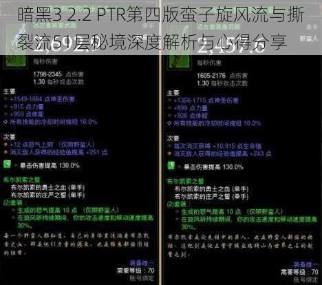 暗黑3 2.2 PTR第四版蛮子旋风流与撕裂流51层秘境深度解析与心得分享