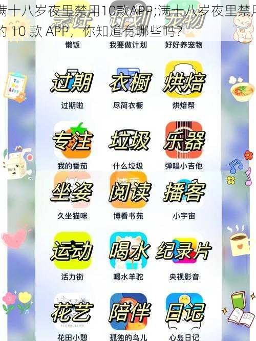 满十八岁夜里禁用10款APP;满十八岁夜里禁用的 10 款 APP，你知道有哪些吗？