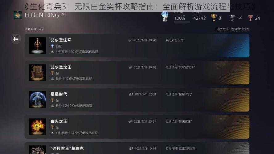 《生化奇兵3：无限白金奖杯攻略指南：全面解析游戏流程与技巧》