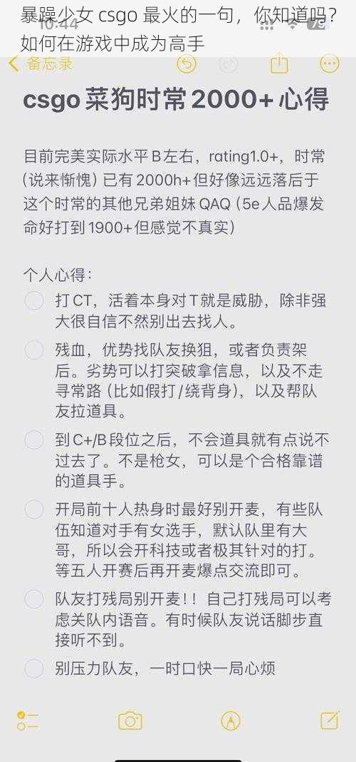 暴躁少女 csgo 最火的一句，你知道吗？如何在游戏中成为高手