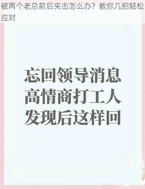 被两个老总前后夹击怎么办？教你几招轻松应对