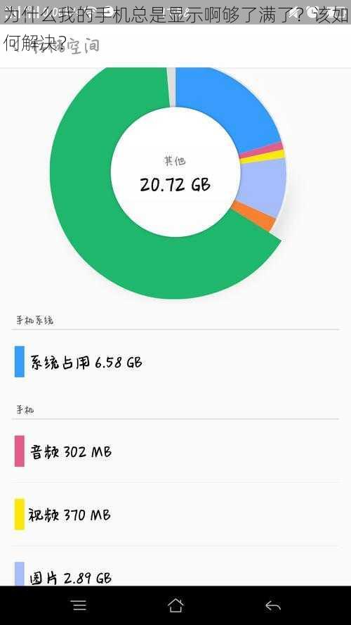 为什么我的手机总是显示啊够了满了？该如何解决？