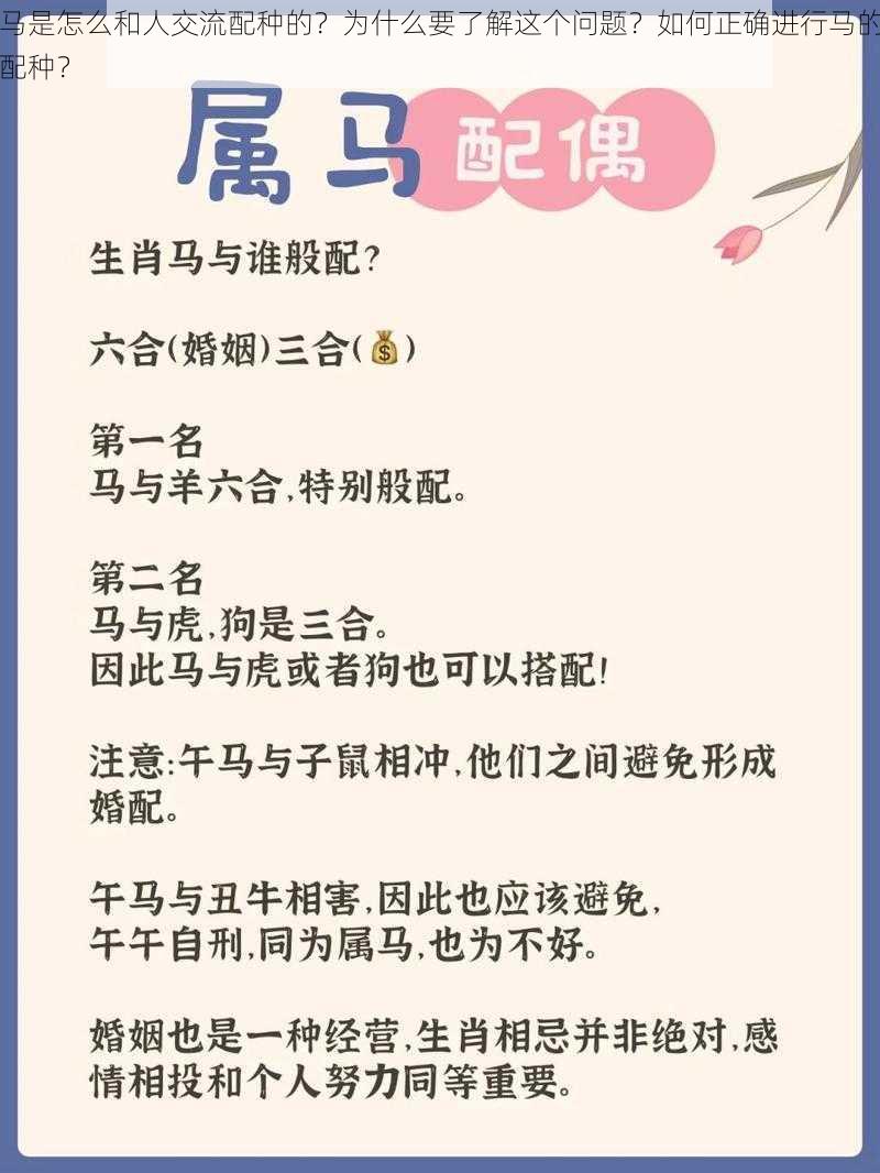 马是怎么和人交流配种的？为什么要了解这个问题？如何正确进行马的配种？