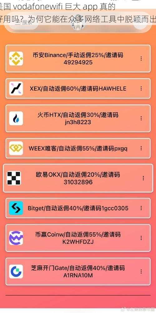 美国 vodafonewifi 巨大 app 真的好用吗？为何它能在众多网络工具中脱颖而出？