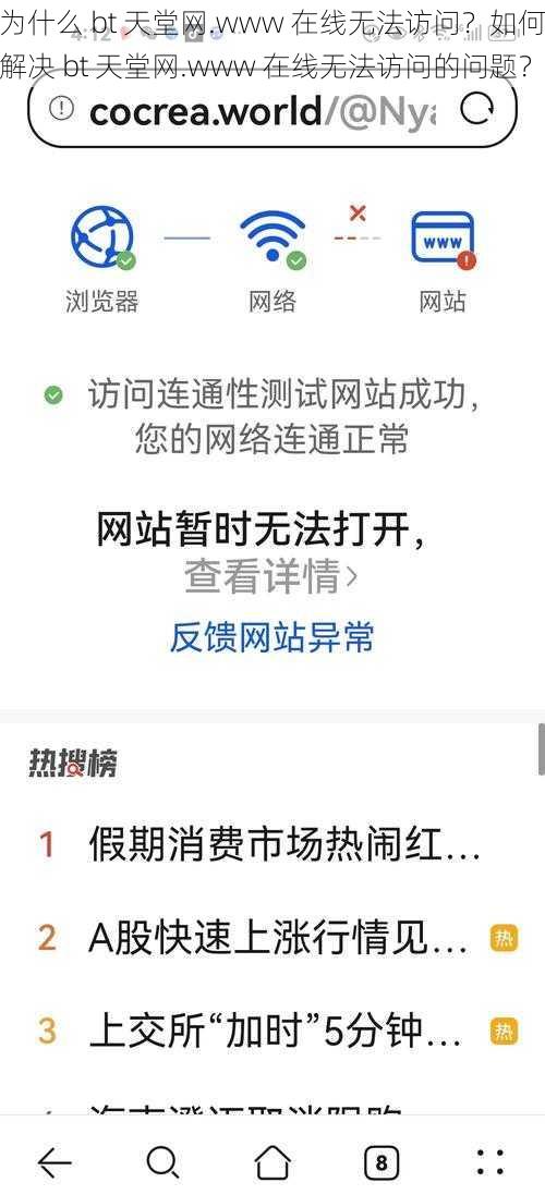 为什么 bt 天堂网.www 在线无法访问？如何解决 bt 天堂网.www 在线无法访问的问题？