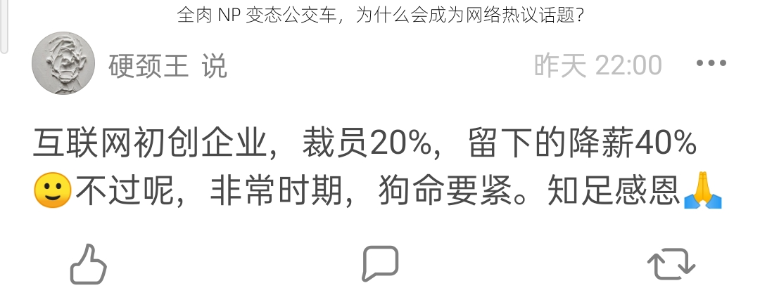 全肉 NP 变态公交车，为什么会成为网络热议话题？