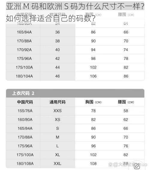 亚洲 M 码和欧洲 S 码为什么尺寸不一样？如何选择适合自己的码数？