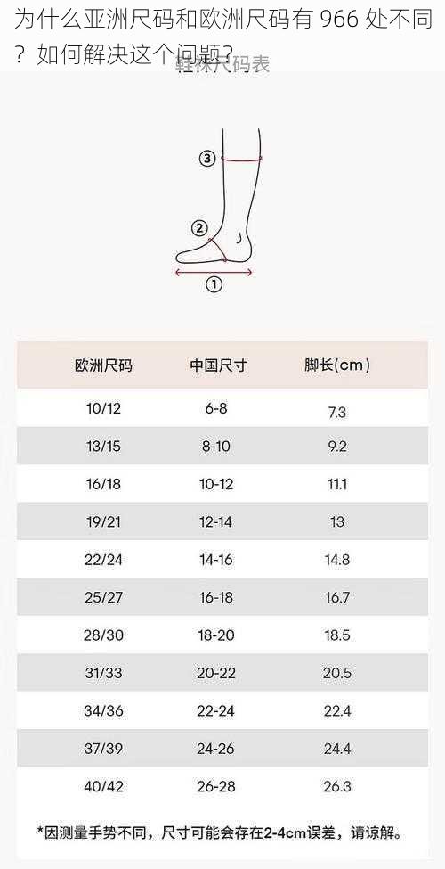 为什么亚洲尺码和欧洲尺码有 966 处不同？如何解决这个问题？