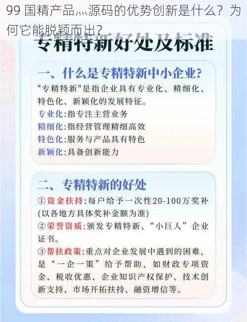 99 国精产品灬源码的优势创新是什么？为何它能脱颖而出？