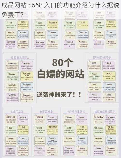 成品网站 5668 入口的功能介绍为什么据说免费了？