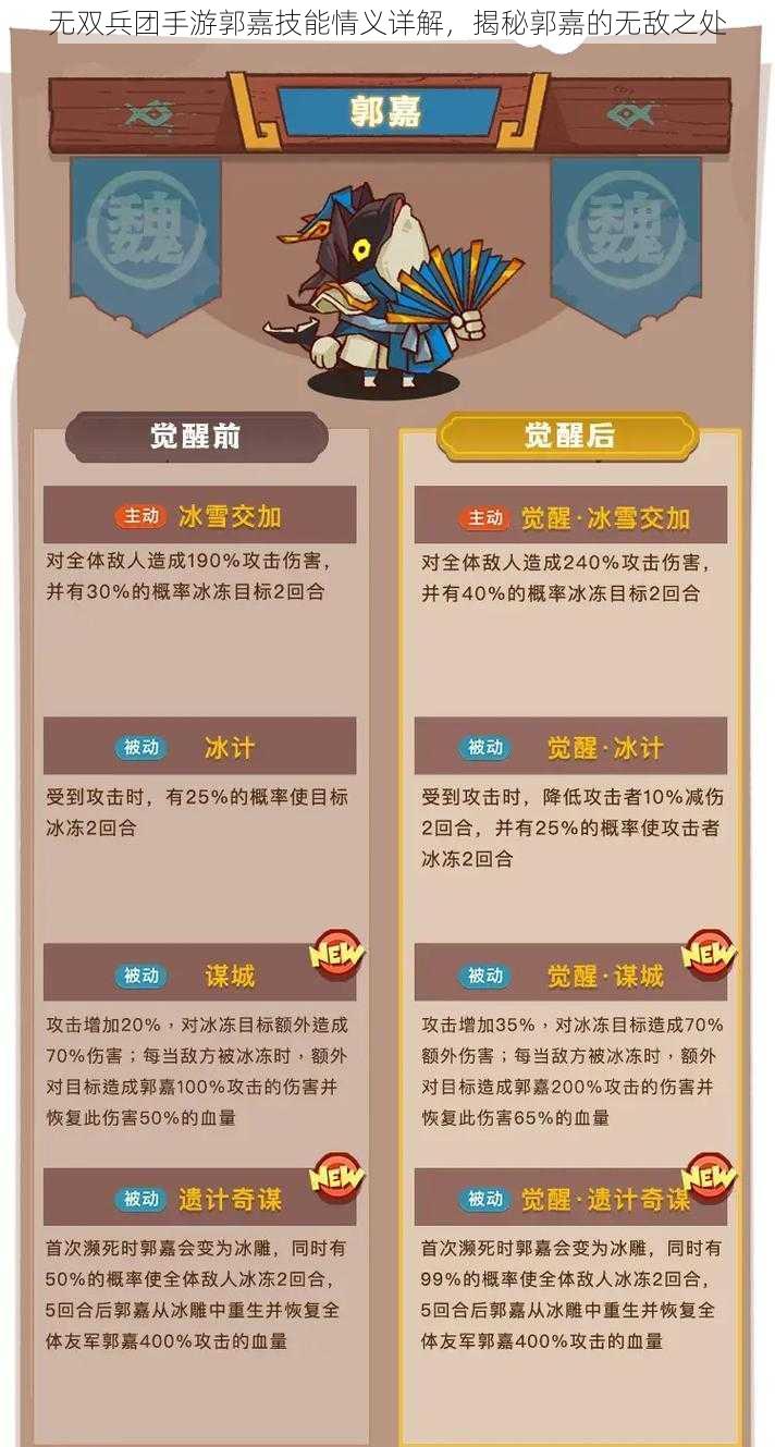 无双兵团手游郭嘉技能情义详解，揭秘郭嘉的无敌之处