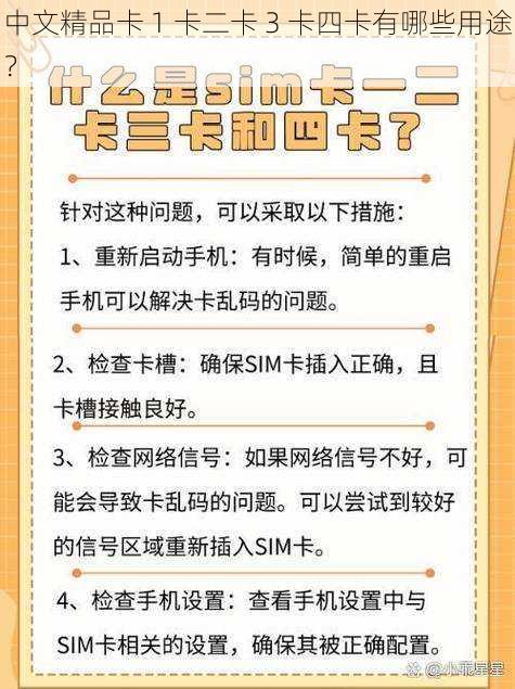 中文精品卡 1 卡二卡 3 卡四卡有哪些用途？