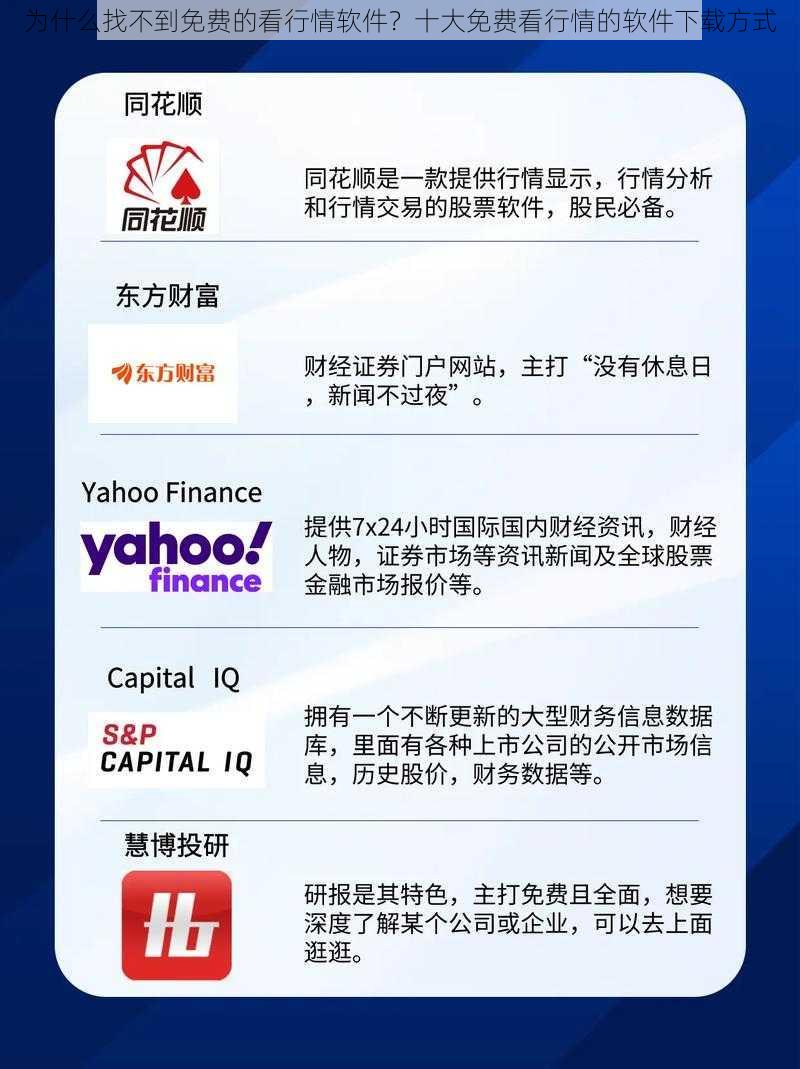 为什么找不到免费的看行情软件？十大免费看行情的软件下载方式