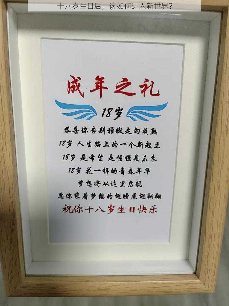 十八岁生日后，该如何进入新世界？