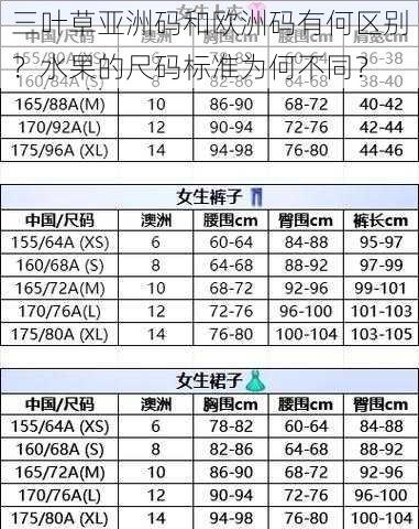 三叶草亚洲码和欧洲码有何区别？水果的尺码标准为何不同？