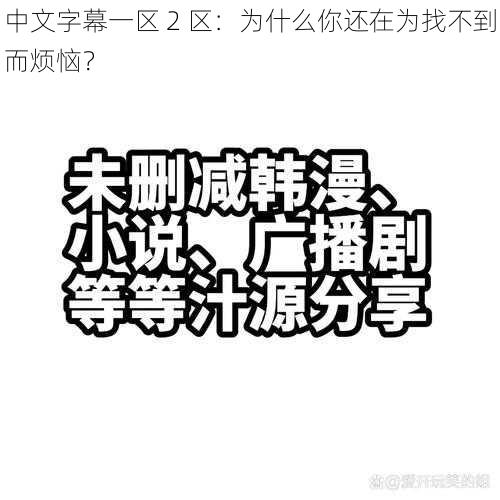 中文字幕一区 2 区：为什么你还在为找不到而烦恼？