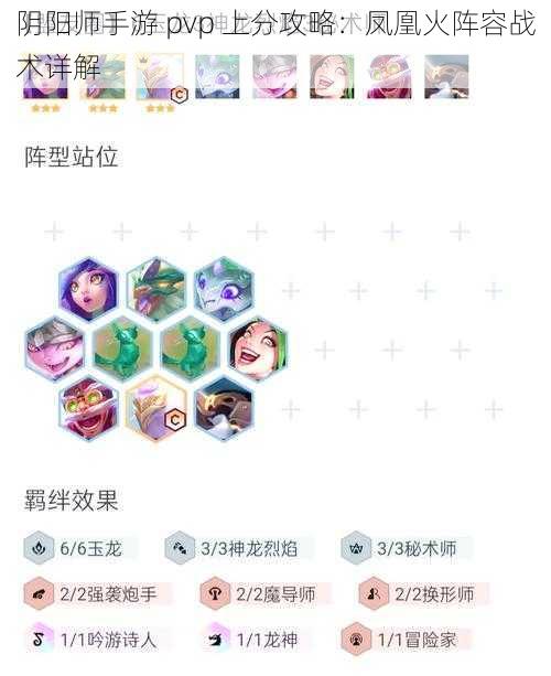 阴阳师手游 pvp 上分攻略：凤凰火阵容战术详解